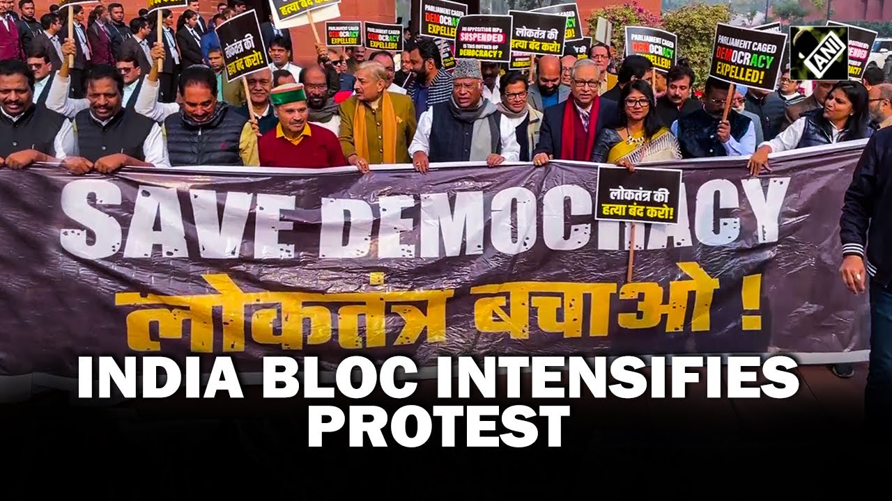 INDIA Bloc Leaders Hold Protest March From Parliament To Vijay Chowk ...