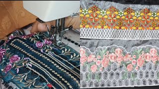 How to attach Embroidery patches with Sewing machine  | How to attach patches| Designing dress