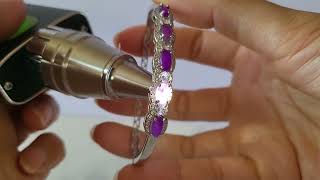 Natural Sugilite Gel Purple RARE Dainty Sugilite Stone bead Crystal Gold Bangle Silver - SU 167