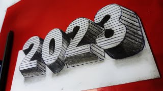 How to draw 2023, 3d drawing trick art on paper