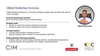 CIM(UK) - Global Marketing Decision (GMD) Overall Brief on the Syllabus. This is your Case Study