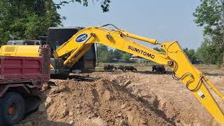 รีวิวงานปากบ่อ 500 เที่ยว sumitomo sh130-6 เปิดบ่อหนึ่งไร่ชมไปบ่นไป excavator and truck