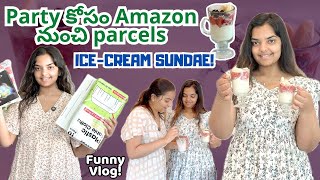 amma tho maa chinnappudu memories: ice cream sundae recipe family vlogs || Telugu Vlogs in USA ||A&C