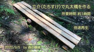 チェーンソーで丸太橋を作る