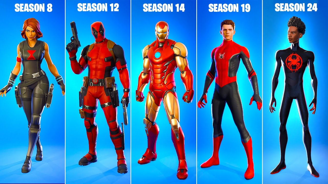 Evolution Of Marvel Series Skins In Fortnite! (Chapter 1 Season 8 ...