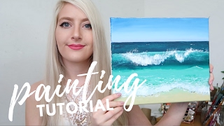 PAINTING TUTORIAL Acrylic Ocean for Beginners  | Katie Jobling Art