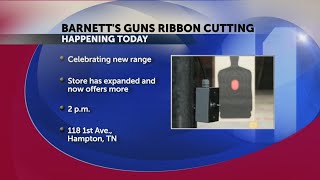 Barnett's Guns and Indoor Shooting Range holding a ribbon cutting ceremony