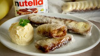 Banana Nutella Rice Paper Spring Rolls ライスペーパーでバナナヌテラの生春巻き揚げ