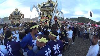 【令和五年・姫路市的形町『湊神社・国恩祭』「駅北での七台練り合わせ」】