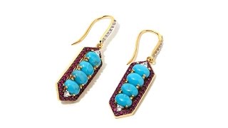 Rarities Turquoise   Ruby Geometric Drop Earrings