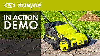 AJ805E - Sun Joe Electric Lawn Dethatcher with Collection Bag - Live Demo