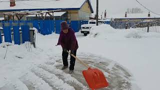 杨奶奶扫完雪熬肉皮冻，不知道能不能成功。