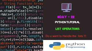 Python Tutorials List Operations Menu Driven Program Day 22 By Ashwath M Shetty