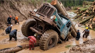 Massive Wood Logging Truck in Action, World's Largest Heavy Equipment Machines #74