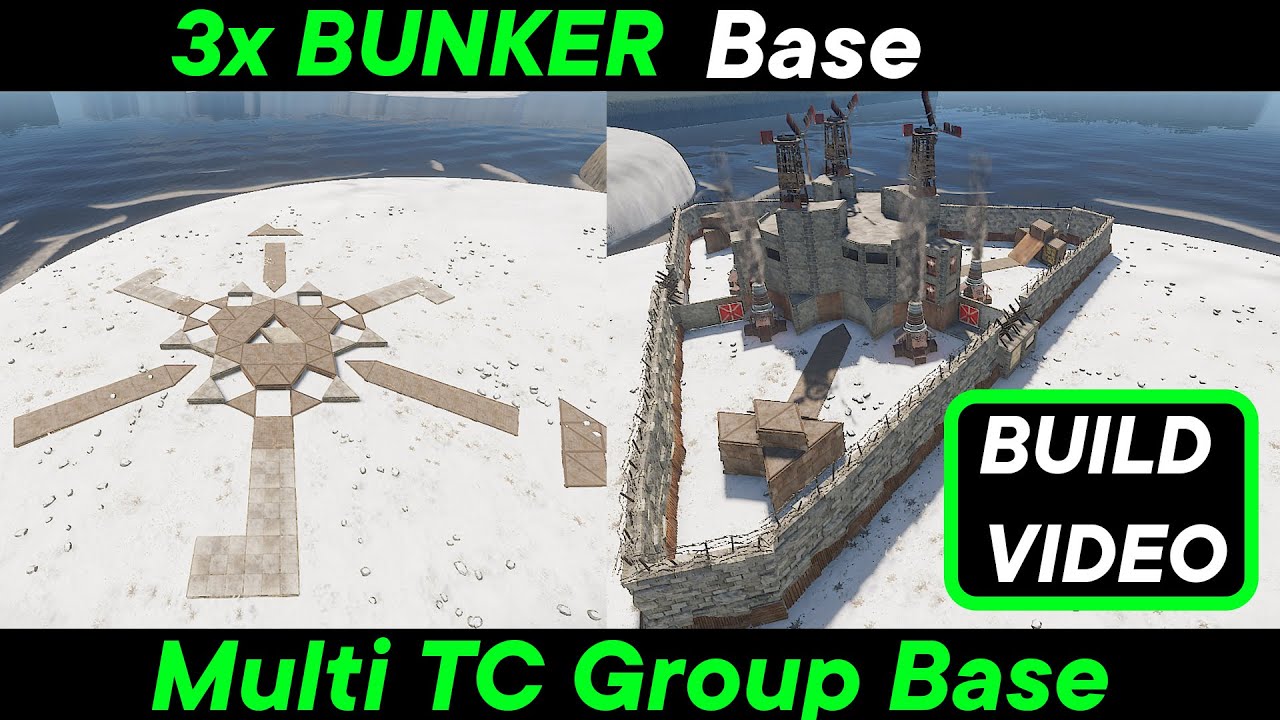 STRONGEST Triple BUNKER Base In Rust / Trio / Group Base / Build Video ...