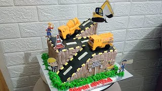 kue ultah anak laki laki excavator cake / kontruksi / jalan naik turun