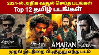 Top 12 Highest Grossing Tamil Movies 2024 | Rajinikanth vs Kamal Haasan | GOAT Thalapathy Vijay