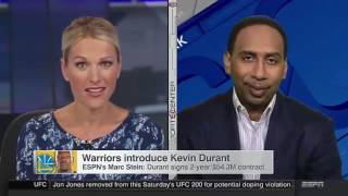 Stephen A  Smith Reacts to Kevin Durant's Warriors Press Conference