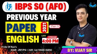 IBPS SO-AFO | IBPS | Previous Year Papers  | English paper Solution 2021 - 2024  || Lecture -1ST