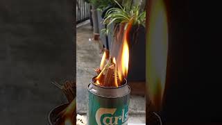 小伙又来玩火啦！二次燃烧“铝罐炉！ Secondary combustion tin can stove! #outdoors #stove #burning #tincan