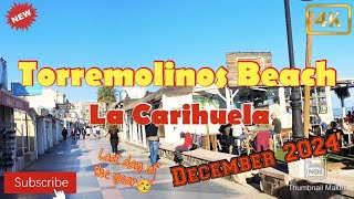 Torremolinos Beach | La Carihuela | Last walk of 2024 | Malaga | Spain | 4k