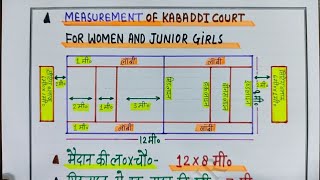 Measurement of kabaddi for women and junior Girls