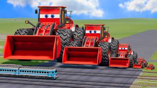 Big \u0026 Small Bulldozer Truck Lightning Mcqueen vs Trains Thomas | BeamNG.Drive