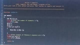 C programming on fibonacci series using array