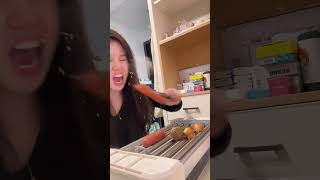 Pretty girl was chowing down on a hot dog, and all of a sudden, it blew up!  #funny  #food #dance