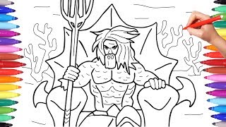 Aquaman Coloring Pages, How to Draw Aquaman on the Throne, New Superheroes Coloring Pages for Kids
