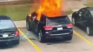 Michigan woman tries to burn Jeep with gas, blows up in her face instead.