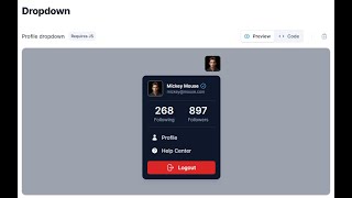 Profile Dropdown Component Using Tailwind CSS | Code Snippet