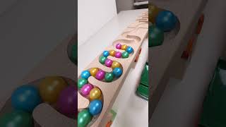 marble Run Race ASMR #135 Wooden Wave Course Colorful Marbles   #marblerun #marblerunrace #asmr