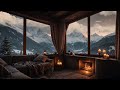 majestic winter ambience relaxing music u0026 beautiful mountain view snowfall crackling fireplace