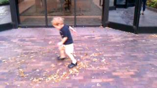 Super Cute Kid running in tornado and loses his shoe