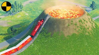 Trains vs Volcano 😱 BeamNG.Drive