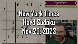 NYT Hard Sudoku Walkthrough | November 29, 2023