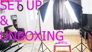 2 x Continuous Lighting Kit  Soft Box Photo Studio Set Bulbs 5500K Photography SET UP \u0026 UNBOXING