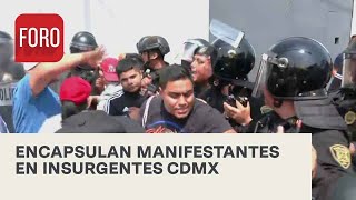 Policías encapsulan a manifestantes para reanudar servicio del Metrobús CDMX - Las Noticias