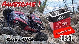 AGFRC 40kg brushless servo upgrade test on the Axial Capra 4ws at \