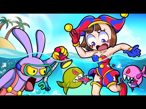 Pomni is Attacked by Piranhas?! THE AMAZING DIGITAL CIRCUS at the Beach Animation