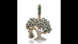 LoveBling 10k Yellow Gold 2.35ctw Diamond Money Tree with Money Bag Pendant (1.67\