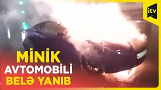 Mingəçevirdə minik avtomobili yanıb