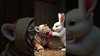 A Hop And A Roar: The Rabit And Tiger Cube Life Saving Bond #shorts #rabbitrescue #animalrescue