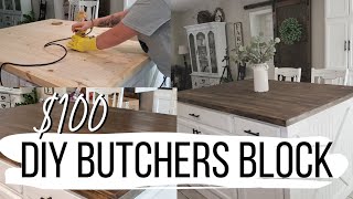Diy butchers block on a budget | Wooden countertops DIY |  Affordable farmhouse kitchen makeover !