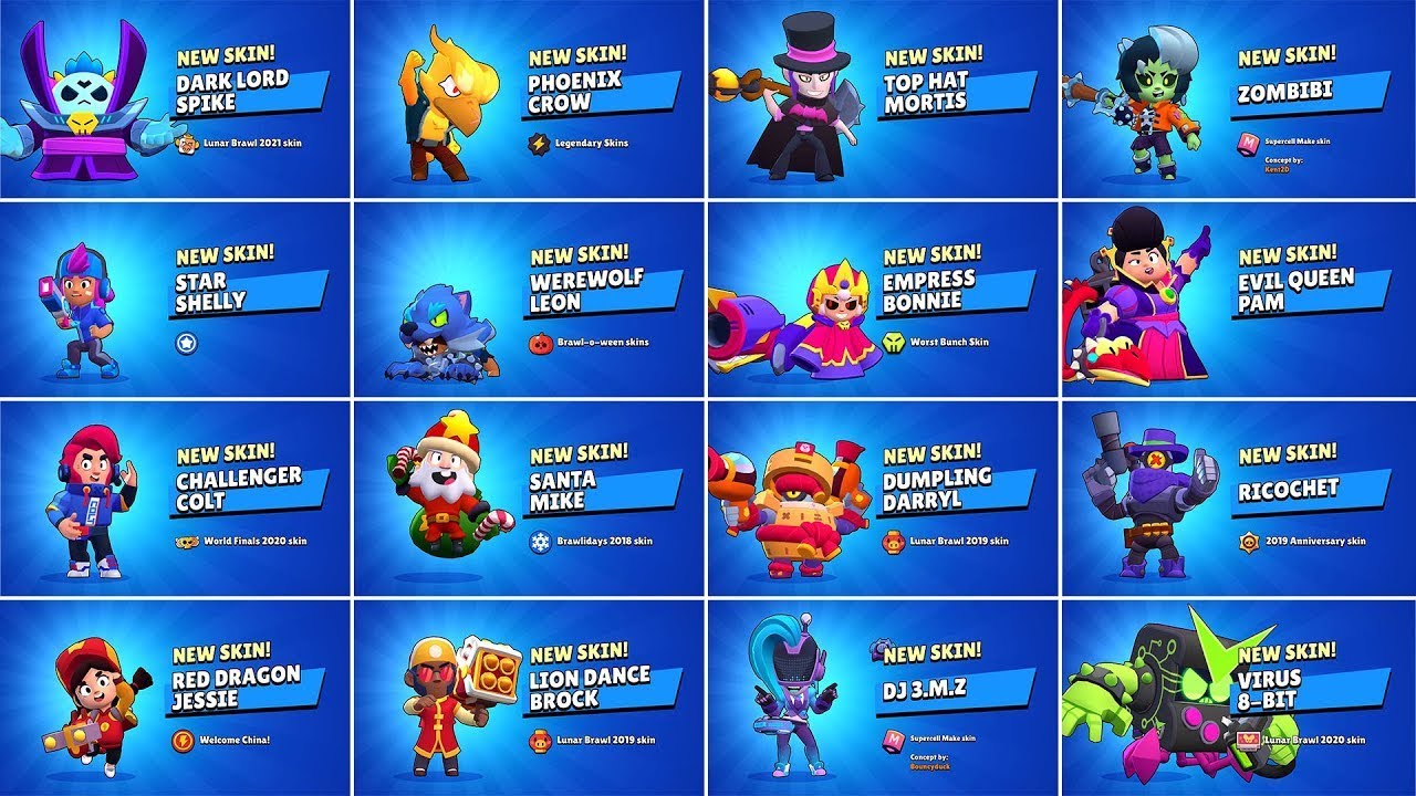 ALL 506 SKINS IN BRAWL STARS #StarrToon Update - YouTube