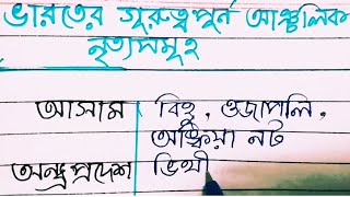 ভারতের গূরুত্বপূর্ণ আঞ্চলিক নৃত্যসমূহ।লেখা।