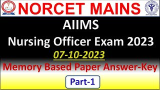 NORCET Mains Exam 2023 Answer Key || AIIMS NORCET 5 Mains Answer Key Part-1 By RD Choudhary Sir
