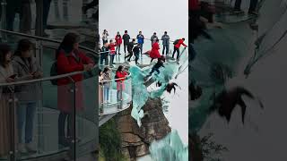 Glass Bridge BREAKS in China — Tourists Fall Into Deep Gorge! Part 2 #bridgecollapse #china #shorts