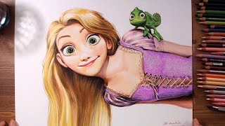 Rapunzel and Pascal (Tangled) - Colored pencil drawing | drawholic